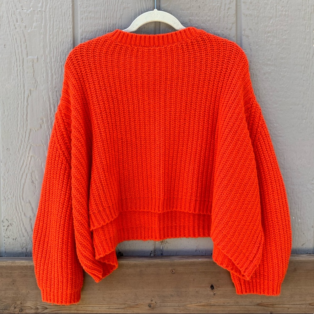 Anthropologie Moth orange red cropped knit sweater - Picture 4 of 9
